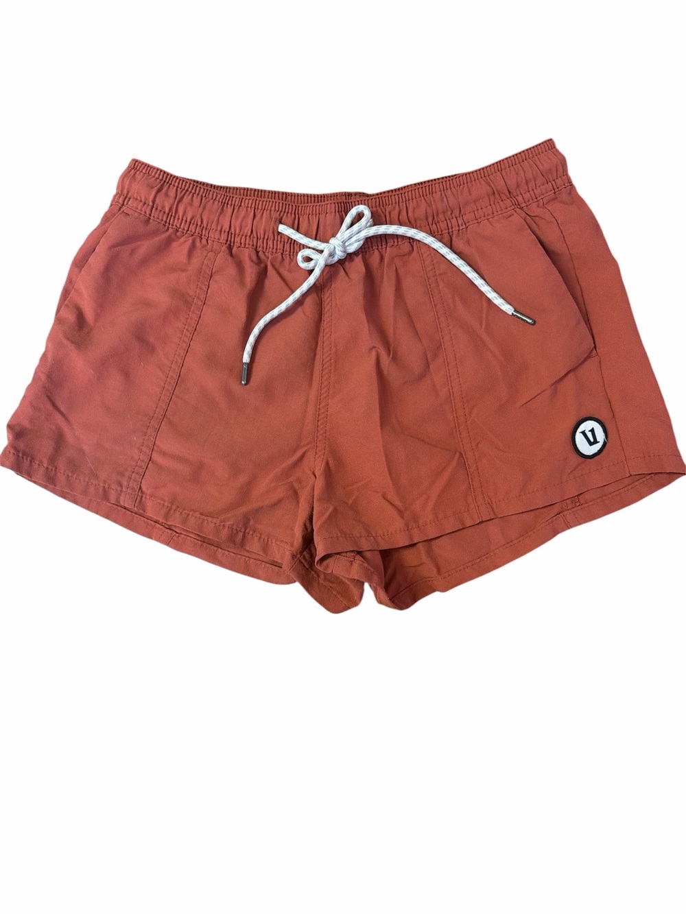 Size XS Vuori Sunwashed shorts in terra Cotta